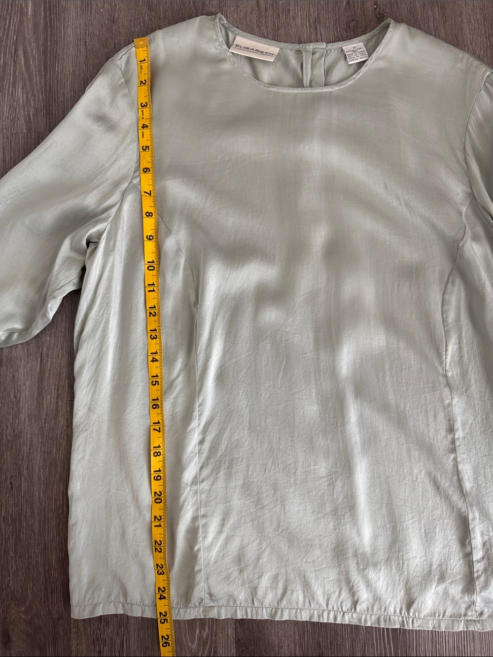 Liz Claiborne Long Sleeve Silk Shirt in Light Mint Green - Picture 10 of 13